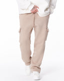 Men's Fleece Beige Cargo Sweatpants (6)