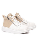 Men’s High Top Sneakers Designer Zipper Shoes Cream-White (2)