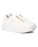 Men's Chunky Slip on Sneakers Zipper Shoes White (2)