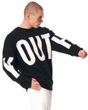 Men's Oversized Embroidery Detail Black Sweatshirt (7)