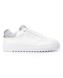 Men's Low Top Sneakers Crowned Snake Shoes White