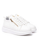 Chunky Sneakers Gold Zipper Designer Shoes White (3)