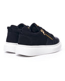 Black and White Chunky Gold Zipper Sneakers For Men (3)