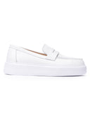 Men's Chunky Leather Loafers in White (2)
