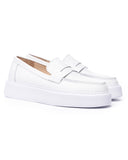 Men's Chunky Leather Loafers in White (3)