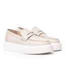 Men's Chunky Leather Loafers in Beige and White (2)