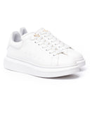 Women’s Chunky Sneakers with Gold Crown in Full White (2)