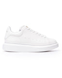 Women’s Chunky Sneakers with Gold Crown in Full White
