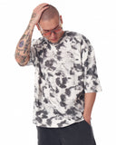 Men's Oversize T-Shirt Round Neck Tie Dye Grey & White (7)