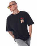Men's Printed Oversized Black T-shirt (7)