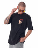Men's Printed Oversized Black T-shirt (8)