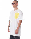 Men's Yellow Text Printed Oversized White T-shirt (2)