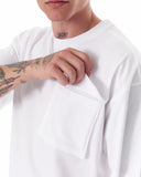Men's Pocket Detail Oversized White T-shirt (9)