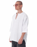 Men's Linen Fabric Oversized White T-shirt (2)