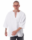 Men's Linen Fabric Oversized White T-shirt (5)