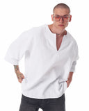 Men's Linen Fabric Oversized White T-shirt (8)