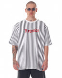 Men's Line Detail Applique Embroidered Oversized White T-shirt