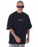 Men's Oversized Chest Sleeve and Back 3D Printed Black Heavy T-Shirt (9)
