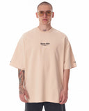 Men's Oversized Martin Valen Sleeve and Chest 3D Printed Beige Heavy T-Shirt