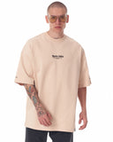 Men's Oversized Martin Valen Sleeve and Chest 3D Printed Beige Heavy T-Shirt (9)