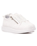 Men’s Stitch Zipper Sneakers Shoes White (3)