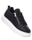 Men’s Stitch Zipper Sneakers Shoes Black (4)