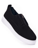 Men's Zip-up Black Suede Leather Sneakers (4)