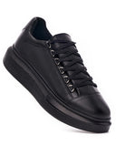 Men’s High Sole Low Top Sneakers Shoes Black (4)