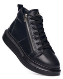 Men’s High Top Sneakers Designer Zipper Shoes Black (4)