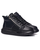 Men’s High Top Sneakers Designer Zipper Shoes Black (2)