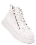 Men’s High Top Sneakers Designer Zipper Shoes White (4)