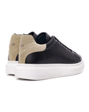 V-Harmony Men's Black and White Shoes with Beige Suede Heel Tab (3)