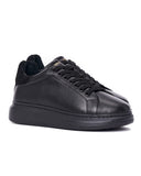 V-Harmony Men's Full Black Shoes with Suede Heel Tab (2)