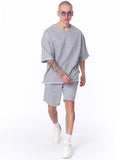Men's Oversized Thick Fabric Gray Shorts Suit (6)
