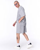 Men's Oversized Thick Fabric Gray Shorts Suit (8)