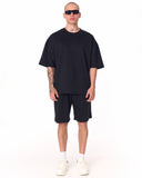Men's Oversized Light Fabric Shorts Set Black