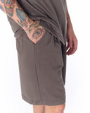 Men's Oversized Light Fabric Shorts Set Khaki (8)
