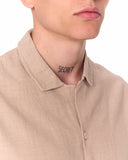 Men's Linen Fabric Oversized Beige Shirt (7)