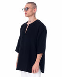 Men's Linen Fabric Oversized Black T-shirt (2)