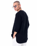 Men's Linen Fabric Oversized Black T-shirt (10)