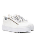 Men's Low Top Sneakers Silver Zipper Designer Shoes White (2)