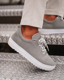 Men’s Low Top Suede Sneakers Shoes Grey (5)