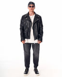 Men's Leather Biker Jacket "Tupac" Black (3)