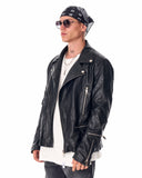 Men's Leather Biker Jacket "Tupac" Black (5)