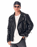 Men's Leather Biker Jacket "Tupac" Black (8)