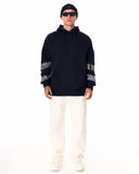 Men's Oversized Sleeve Signature Detailed Black Hoodie (8)