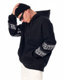 Men's Oversized Sleeve Signature Detailed Black Hoodie (5)