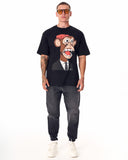 Men's Monkey Printed Oversized Black T-shirt (7)