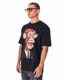 Men's Monkey Printed Oversized Black T-shirt (2)