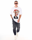 Men's Monkey Printed Oversized White T-shirt (6)